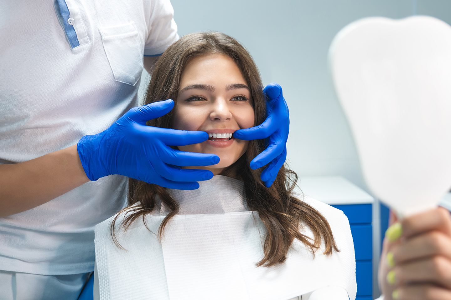 woman during cosmetic dental appointment with dr jensen at jensen family dental